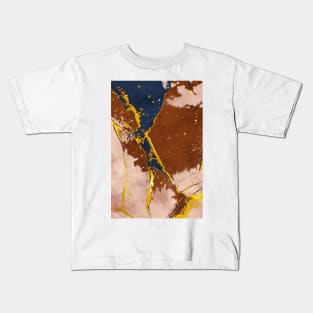 Golden Navy Abstract Shapes 3 Kids T-Shirt